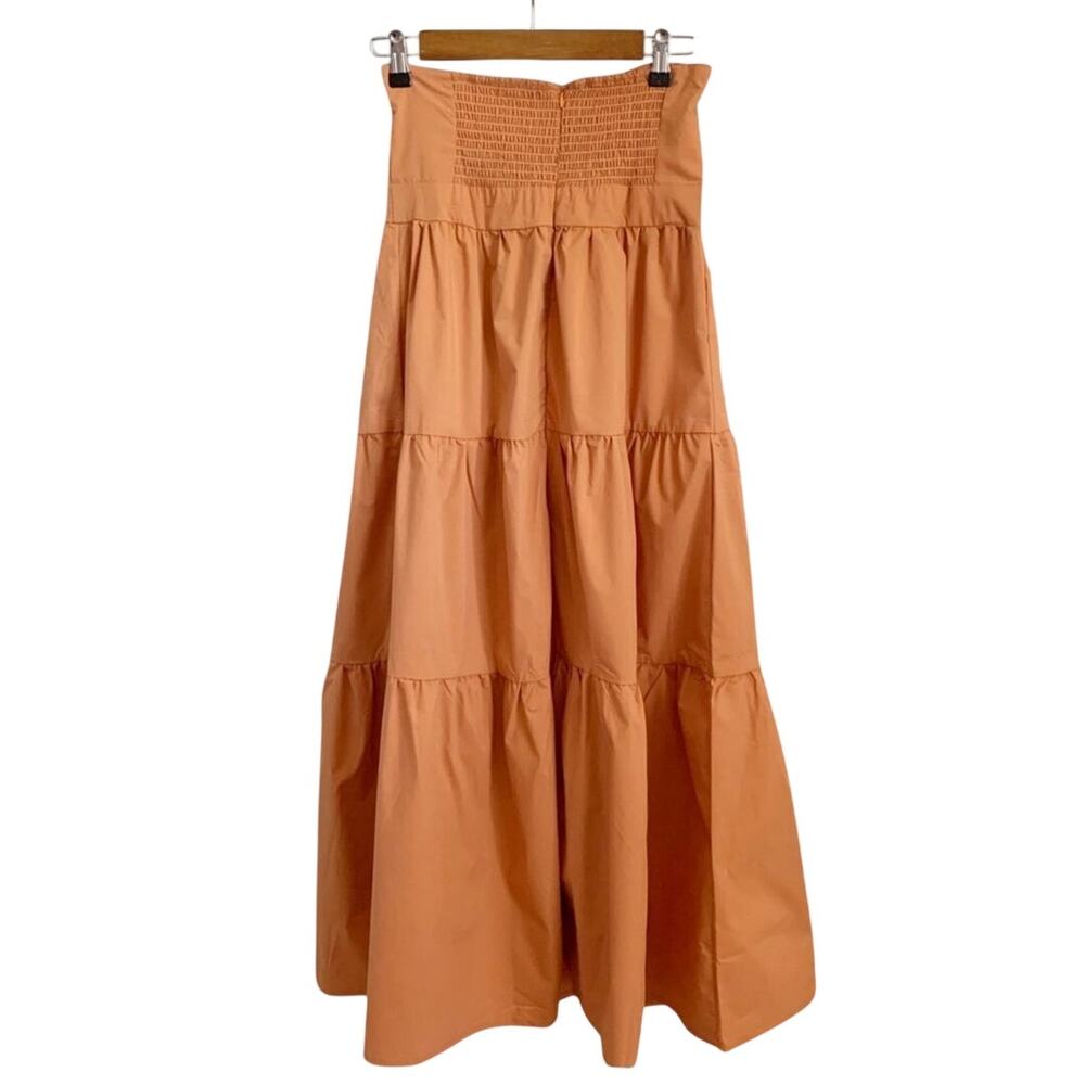 Anthropologie Strapless Tie Front Midi Dress Medium Orange NWT - Picture 4 of 8